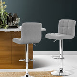 Artiss 2x Bar Stools Kitchen Dining Chairs Counter Stool Gas Lift Fabric Grey - Close-Up Angle