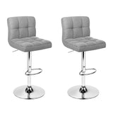 Artiss 2x Bar Stools Kitchen Dining Chairs Counter Stool Gas Lift Fabric Grey - Low Angle