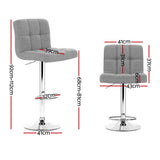 Artiss 4x Bar Stools Fabric Gas Lift Grey - Front View