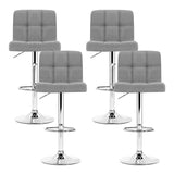 Artiss 4x Bar Stools Fabric Gas Lift Grey - Side View