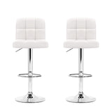 Artiss 2x Bar Stools Leather Gas Lift White - Side View