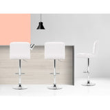 Artiss 2x Bar Stools Leather Gas Lift White - 45-Degree Angle