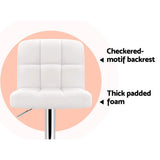 Artiss 2x Bar Stools Leather Gas Lift White - Rear View