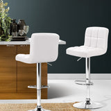 Artiss 2x Bar Stools Leather Gas Lift White - Close-Up Angle