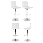 Artiss set of 4 white PU leather gas lift swivel bar stools, semi-circular footrest