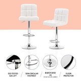 Artiss 4x Bar Stools Leather Gas Lift White - Top-Down View