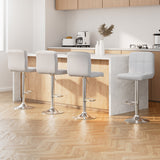 Artiss 4x Bar Stools Leather Gas Lift White - Close-Up Angle