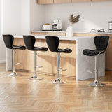 Artiss 4x Bar Stools Gas Lift Leather Seat Black - Low Angle