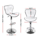 Artiss 2x Bar Stools Gas Lift Leather Seat White - Front View