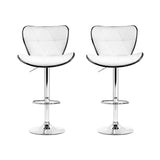 Artiss 2x Bar Stools Gas Lift Leather Seat White - Side View
