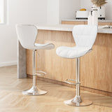 Artiss 2x Bar Stools Gas Lift Leather Seat White - Low Angle