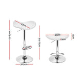 Artiss 2x Bar Stools Leather Gas Lift Chair White - Front View