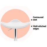 Artiss 2x Bar Stools Leather Gas Lift Chair White - Top-Down View