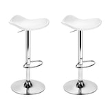 Artiss 2x Bar Stools Leather Gas Lift Chair White - Low Angle