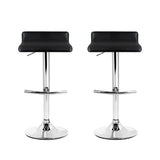 Artiss 2x Bar Stools Adjustable Gas Lift Chairs Black - Side View