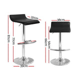 Artiss 4x Bar Stools Adjustable Gas Lift Chairs Black - Front View
