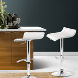 Artiss 2x Bar Stools Adjustable Gas Lift Chairs White - Close-Up Angle
