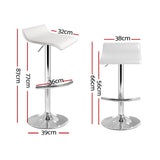 Artiss 4x Bar Stools Adjustable Gas Lift Chairs White - Front View
