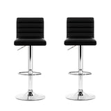 Artiss 2x Bar Stools Padded Leather Gas Lift Black - Side View