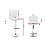 Artiss 2x Bar Stools Padded Leather Gas Lift White - Front View