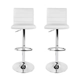 Artiss 2x Bar Stools Padded Leather Gas Lift White - Side View