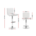 Artiss 2x Bar Stools Padded Leather Gas Lift White, Gas Lift