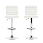 Artiss 2x Bar Stools Padded Leather Gas Lift White, image 3