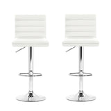 Artiss 2x Bar Stools Padded Leather Gas Lift White - Side View