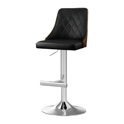 Artiss Bar Stool Bentwood Swivel Adjustable Kitchen Counter Stool Leather Black