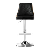 Artiss Bar Stool Bentwood Swivel Adjustable Kitchen Counter Stool Leather Black - Side View