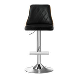 Artiss 2X Bar Stool Wood Swivel Adjustable Kitchen Counter Stool Leather Black - Side View