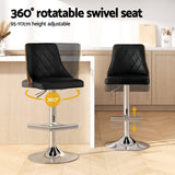 Artiss 2X Bar Stool Wood Swivel Adjustable Kitchen Counter Stool Leather Black - Top-Down View