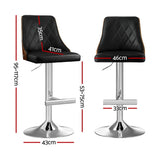 Artiss 4X Bar Stool Wood Swivel Adjustable Kitchen Counter Stool Leather Black - Front View