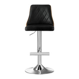 Artiss 4X Bar Stool Wood Swivel Adjustable Kitchen Counter Stool Leather Black - Side View