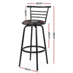 Artiss 2x Bar Stools Swivel Leather Padded Metal, Swivel