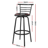 Artiss 2x Bar Stools Swivel Leather Padded Metal - Front View