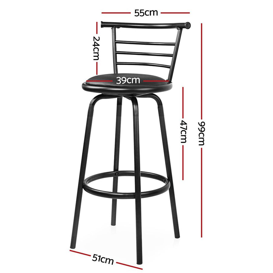 Artiss 2x Bar Stools Swivel Leather Padded Metal, Swivel