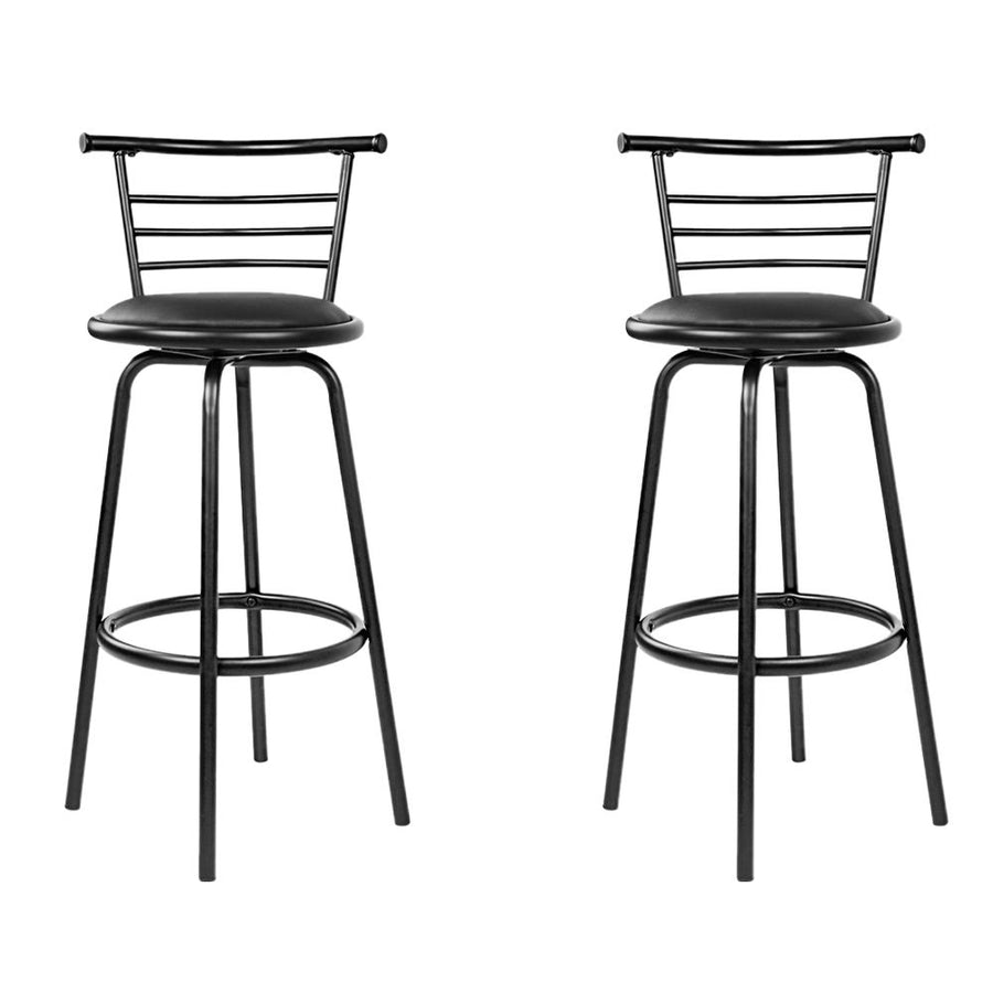 Artiss 2x Bar Stools Swivel Leather Padded Metal, image 3