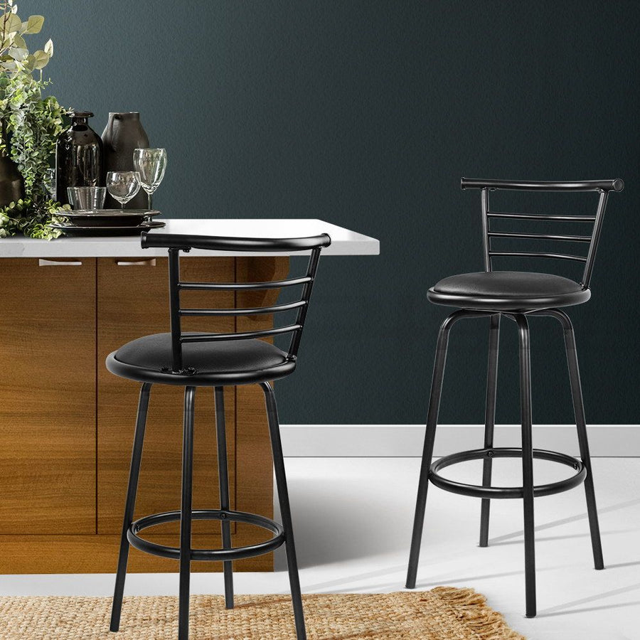 Artiss 2x Bar Stools Swivel Leather Padded Metal, image 7