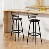 Artiss 2x Bar Stools Swivel Leather Padded Metal - Extra Image