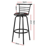 Artiss 2x Bar Stools Swivel Leather Padded Metal - Front View