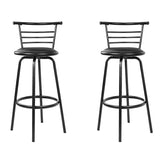 Artiss 2x Bar Stools Swivel Leather Padded Metal - Side View