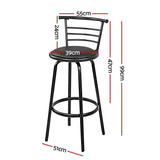 Artiss 4x Bar Stools Swivel Leather Padded Metal - Front View