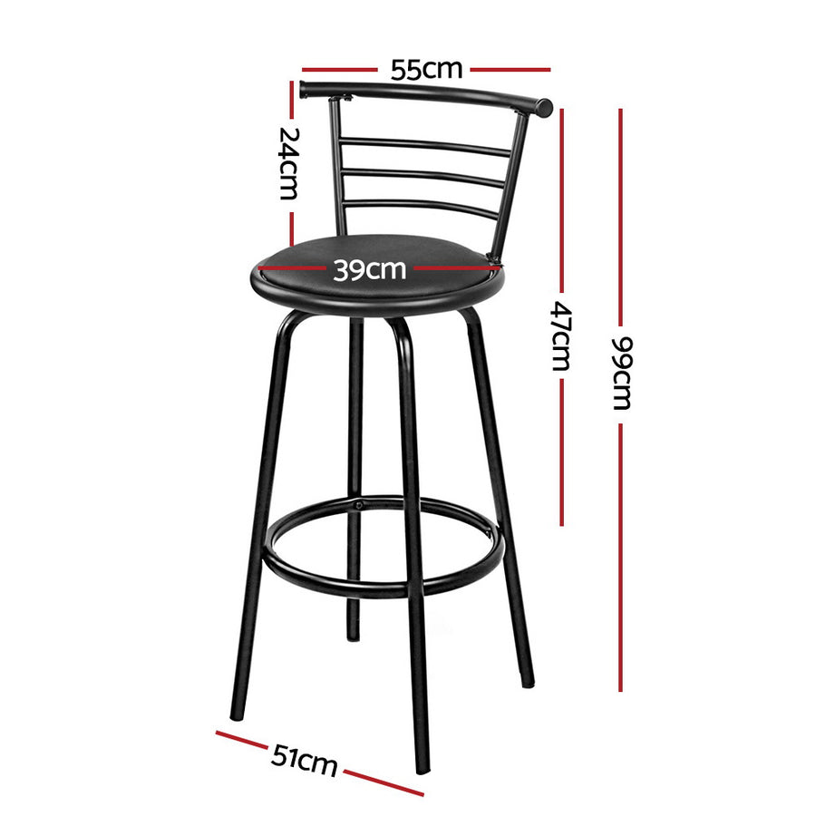 Artiss 4x Bar Stools Swivel Leather Padded Metal, Swivel