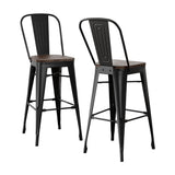 2x Artiss Metal Bar Stools Wooden Seat Retro Counter Stool - Close-Up Angle