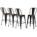 4x Artiss Metal Bar Stools Wooden Seat Retro Counter Stool - Close-Up Angle