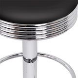 Artiss Set of 2 Backless PU Leather Bar Stools - Black and Chrome - Side View