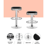 Artiss Set of 2 Backless PU Leather Bar Stools - Black and Chrome - 45-Degree Angle