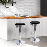 Artiss Set of 2 Backless PU Leather Bar Stools - Black and Chrome - Low Angle