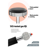 Artiss 4x Bar Stools Leather Padded Gas Lift Silver - Rear View